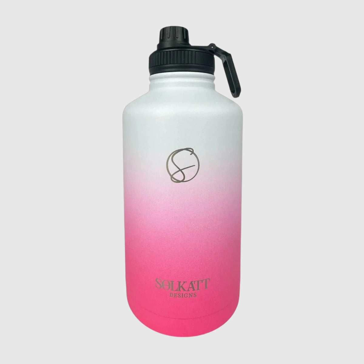 Hot Pink insulated water bottle front view - 1.9L (64oz) - Solkatt Designs