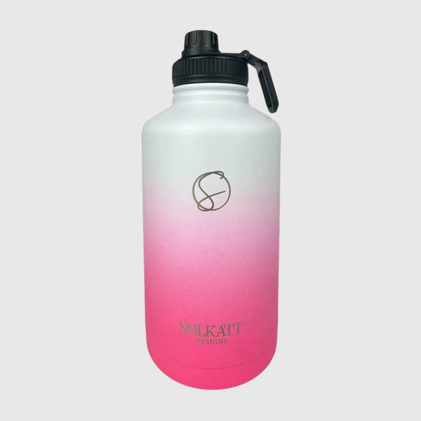 Hot Pink insulated water bottle front view - 1.9L (64oz) - Solkatt Designs