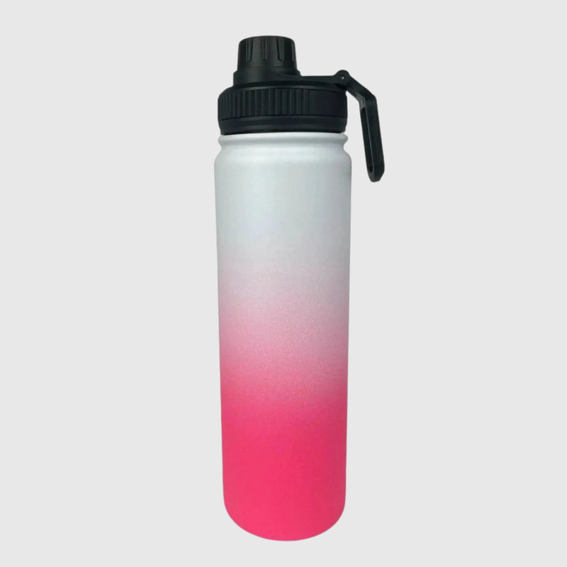 Hot Pink insulated water bottle back view - 650ml - Solkatt Designs