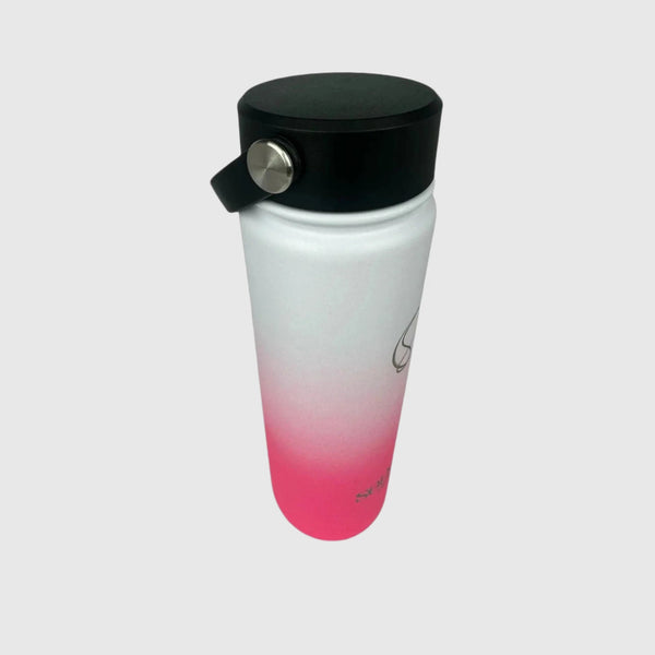 Hot Pink insulated water bottle close up with wide mouth lid - 650ml - Solkatt Designs
