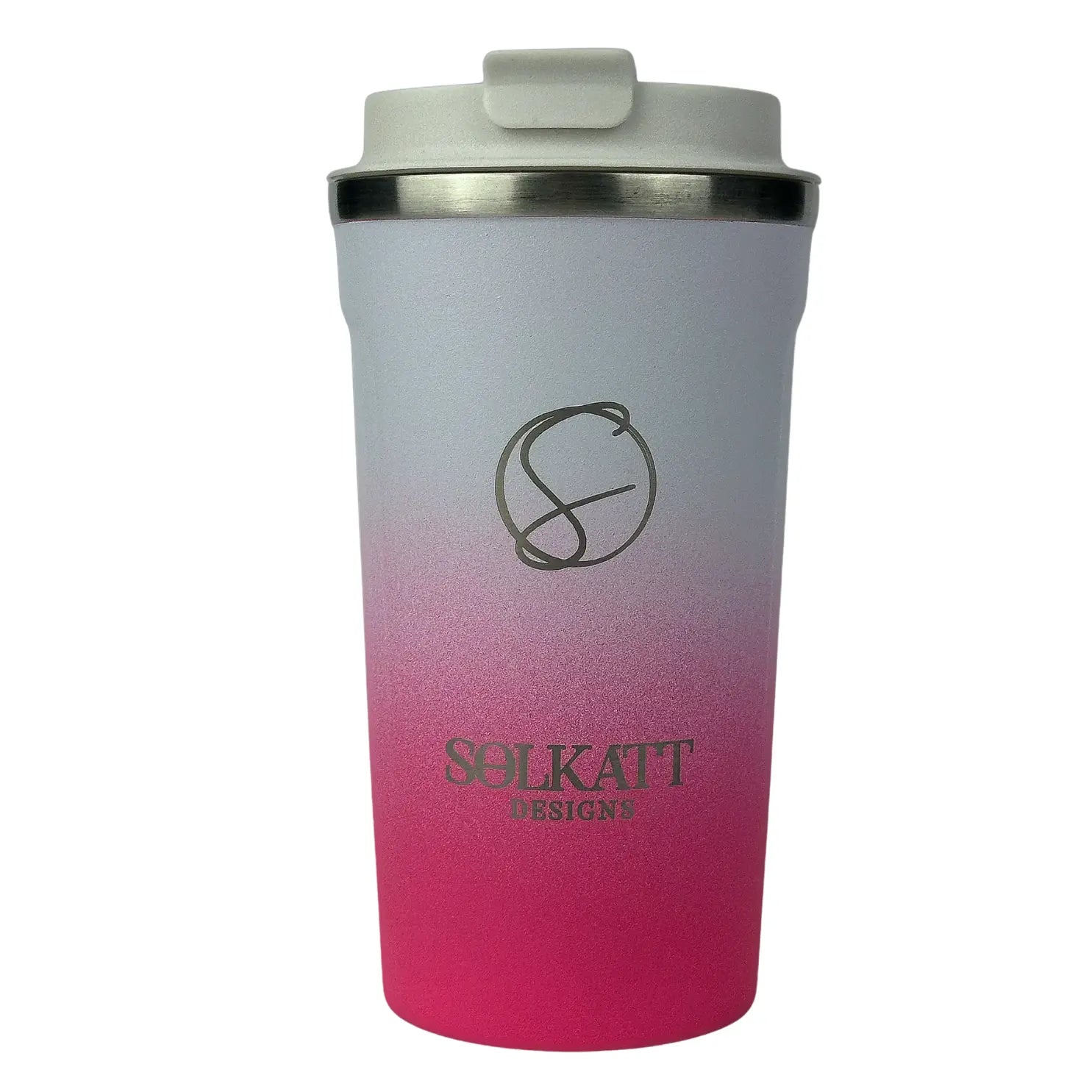 Hot Pink Insulated Travel Coffee Cup - 500ml Stainless Steel - Solkatt Designs 