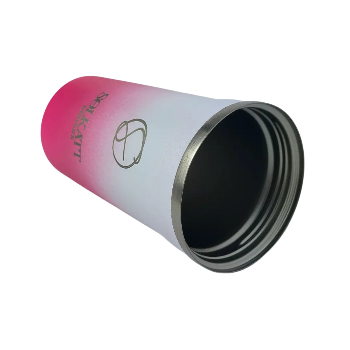 Hot Pink coffee cup laying on side without lid – Solkatt Designs