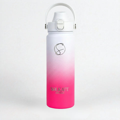 Hot Pink Insulated Water Bottle - 650ml (22oz) Stainless Steel - Solkatt Designs 