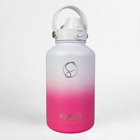Hot Pink Insulated Water Bottle - 1.9L (64oz) Stainless Steel - Solkatt Designs 