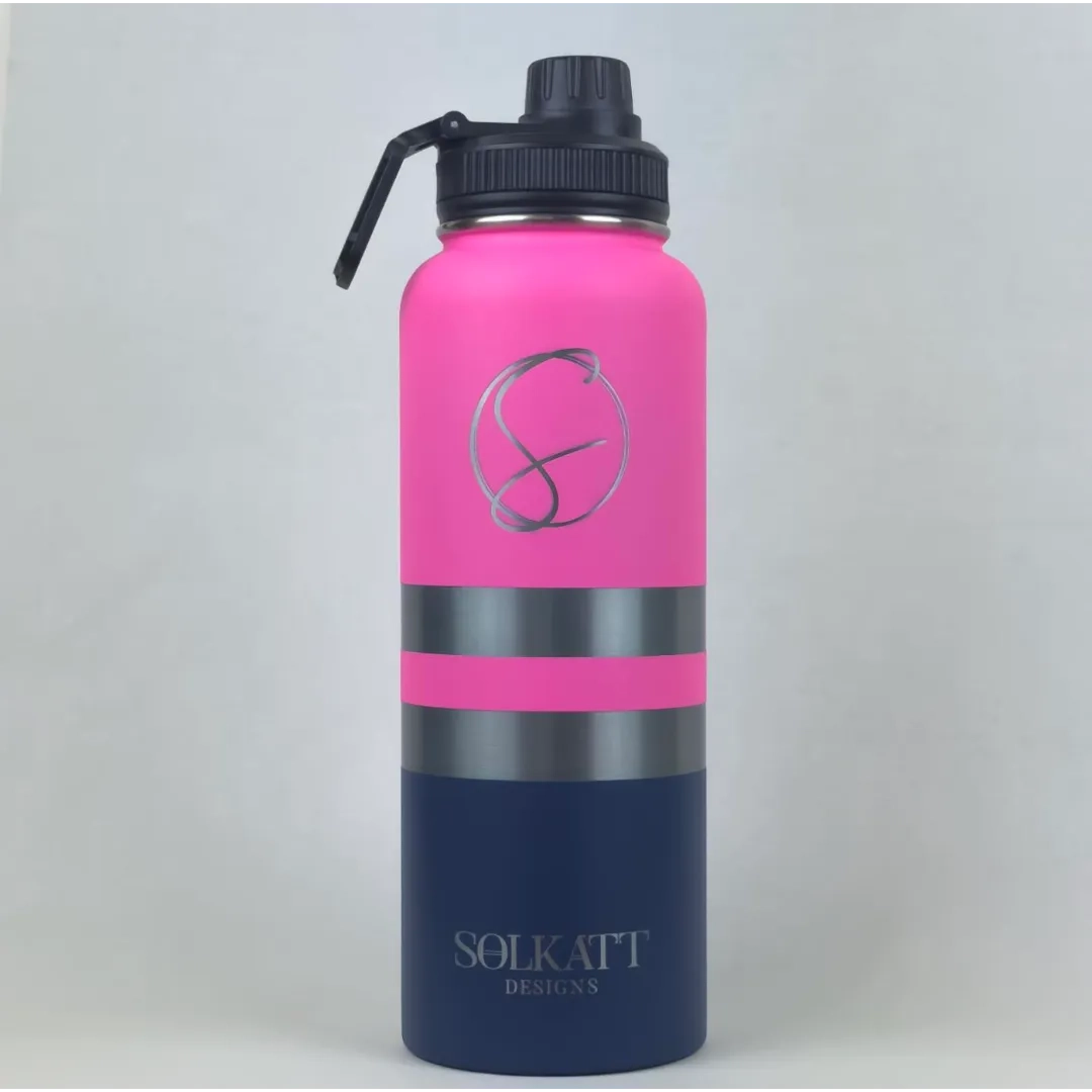 1.2L 1 Litre Plastered Pink Insulated Tradie Water Bottle – Durable Stainless Steel Drink Bottle -Solkatt Designs
