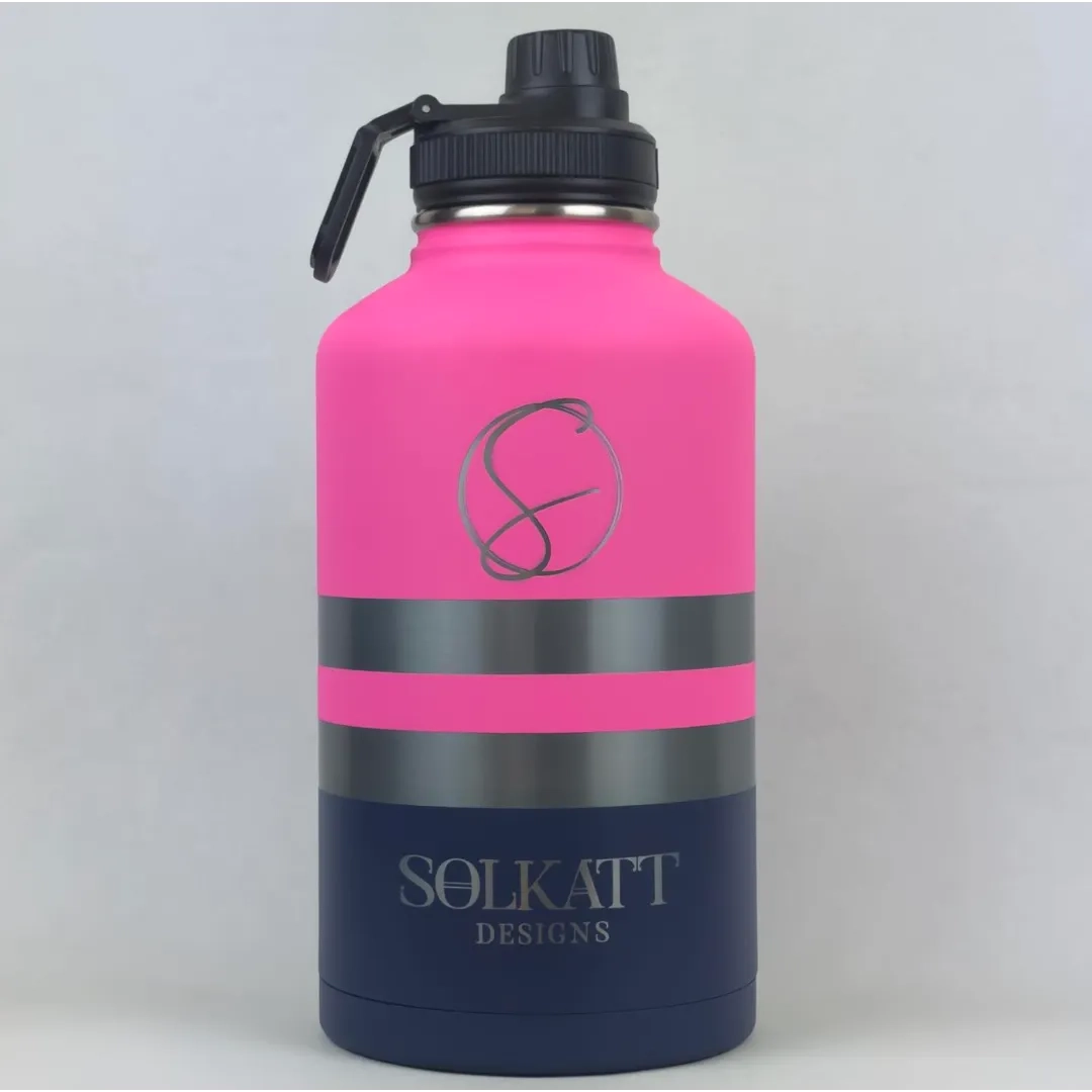 1.9L 2 Litre Plastered Pink Insulated Tradie Water Bottle – Durable Stainless Steel Drink Bottle -Solkatt Designs