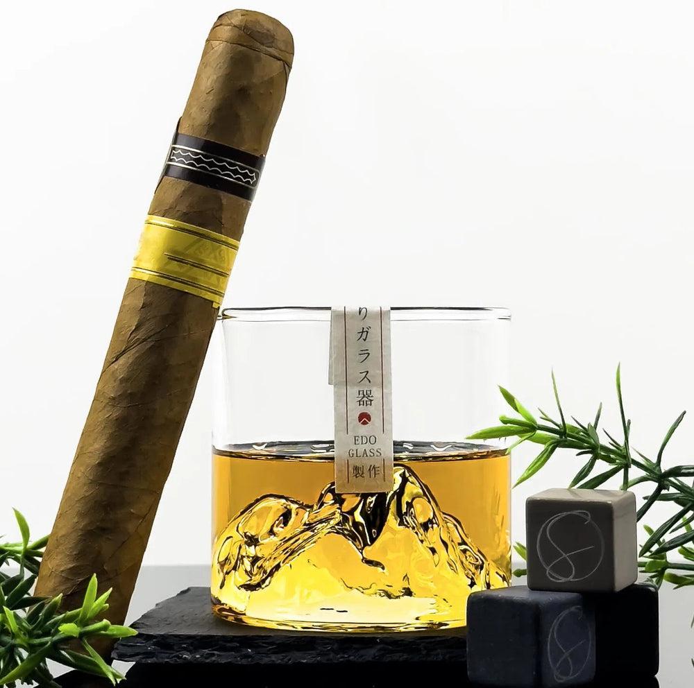 Japanese Mountain Whisky Glass - 300ml Japanese Style Tumbler with Wooden Gift Box
