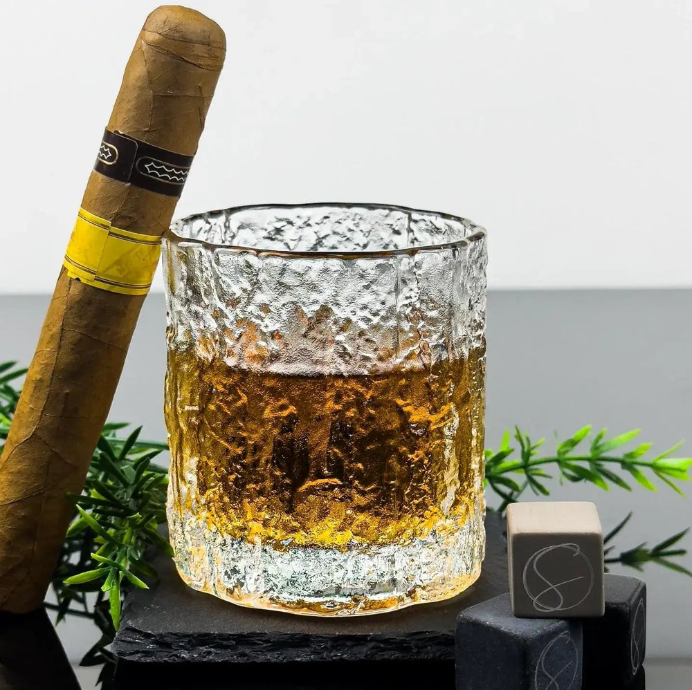 Old Fashion Whisky Glass - 240ml Japanese Style Tumbler with Wooden Gift Box