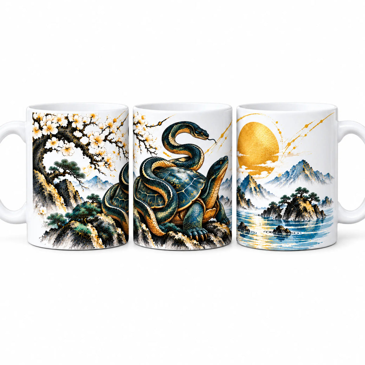 Black Tortoise & Snake Ceramic Coffee Mug – 325ml - Solkatt Designs