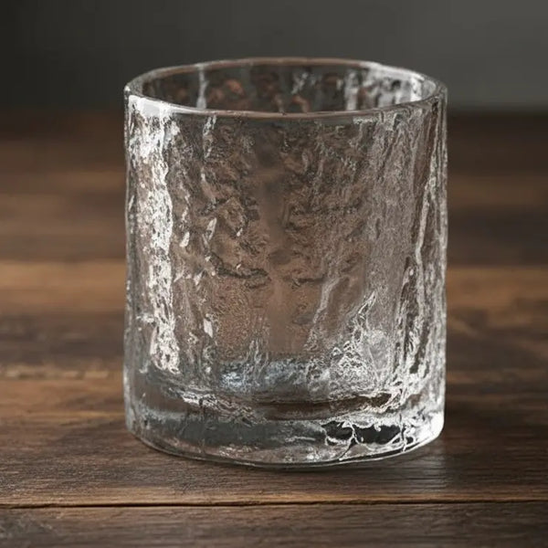 Close-up of the textured Old Fashion Whisky Glass highlighting the crystal-clear craftsmanship.