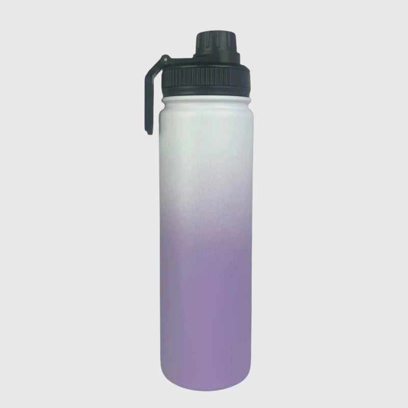 Lavender Lilac insulated water bottle back view - 650ml - Solkatt Designs