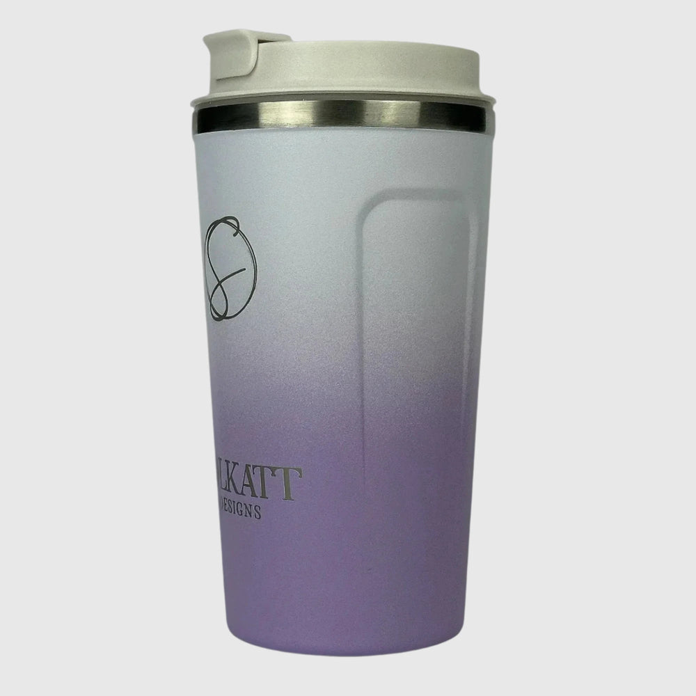 Lavender Lilac Insulated Travel Coffee Cup - 500ml Stainless Steel