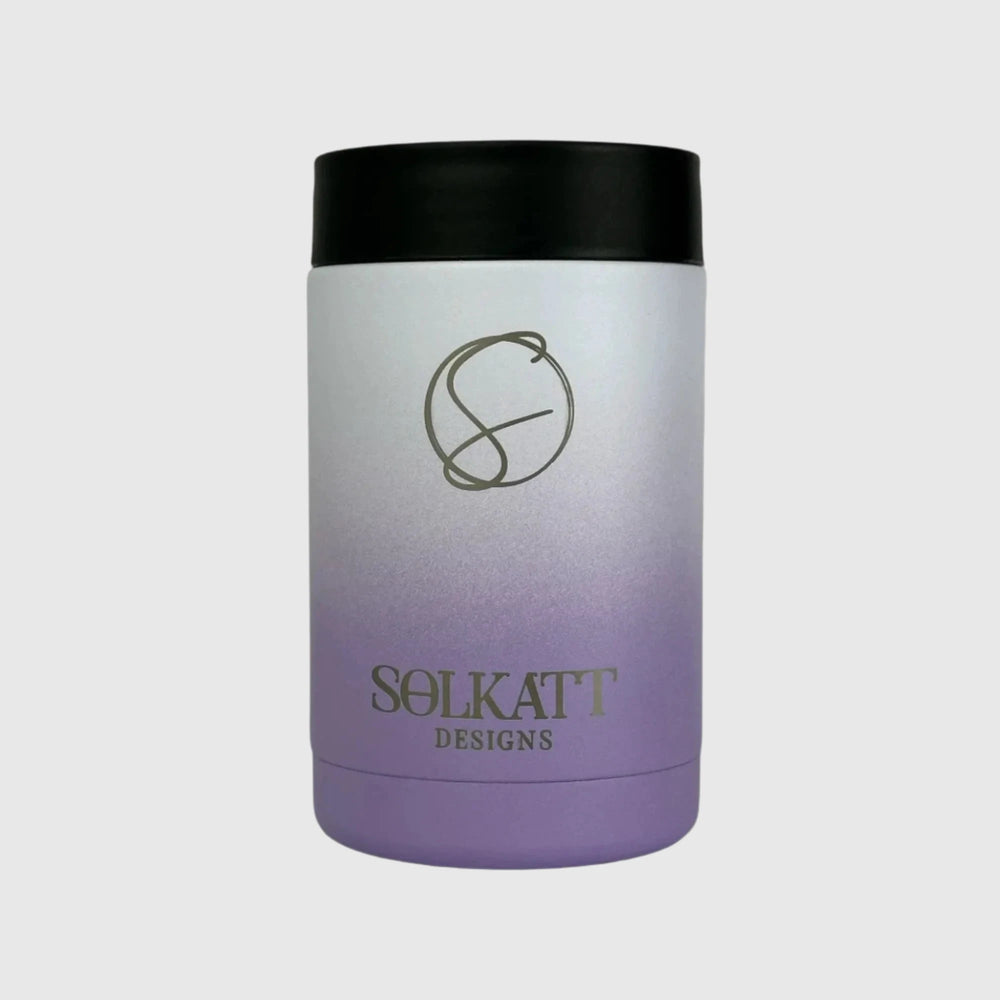 Lavender Lilac Stubby Cooler - Ombre Style, Insulated Stainless Steel