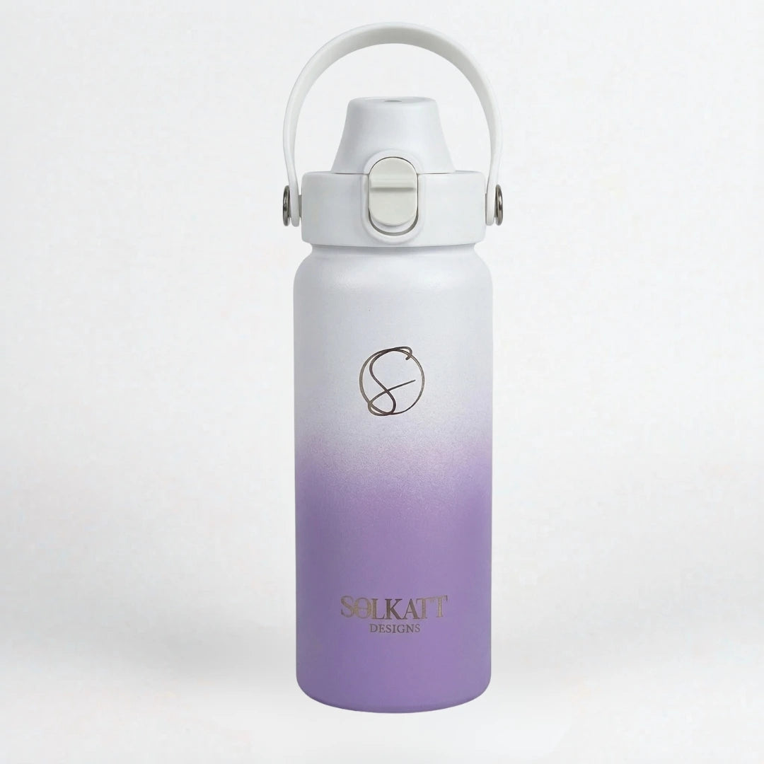 Lavender Lilac Insulated Water Bottle - 950ml (32oz) Stainless Steel - Solkatt Designs 
