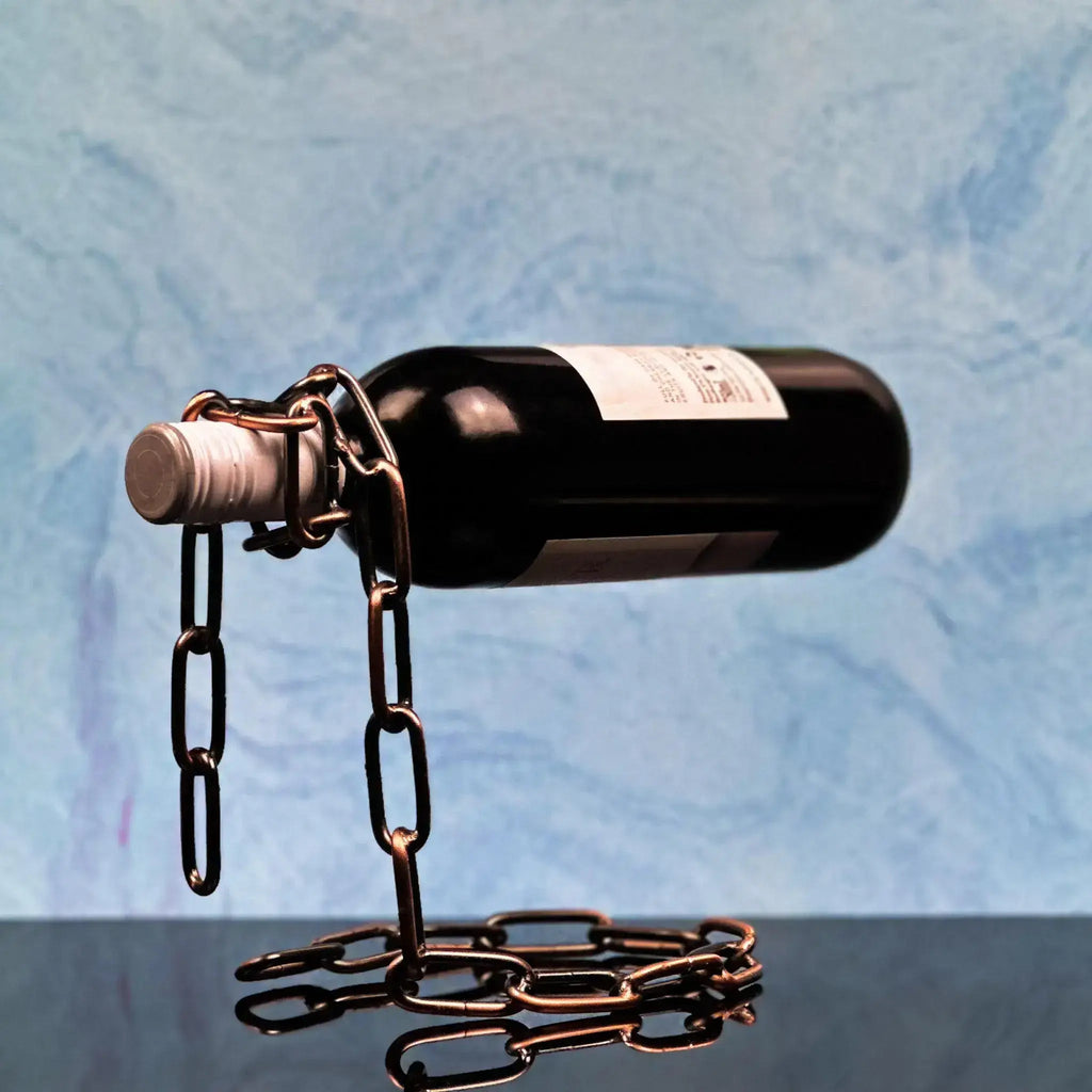 Metal Chain Link Wine Bottle Holder - Copper, Gold & Silver - Solkatt Designs 