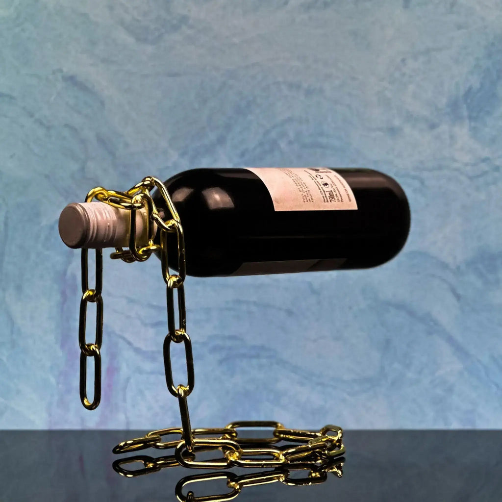 Metal Chain Link Wine Bottle Holder - Copper, Gold & Silver - Solkatt Designs 