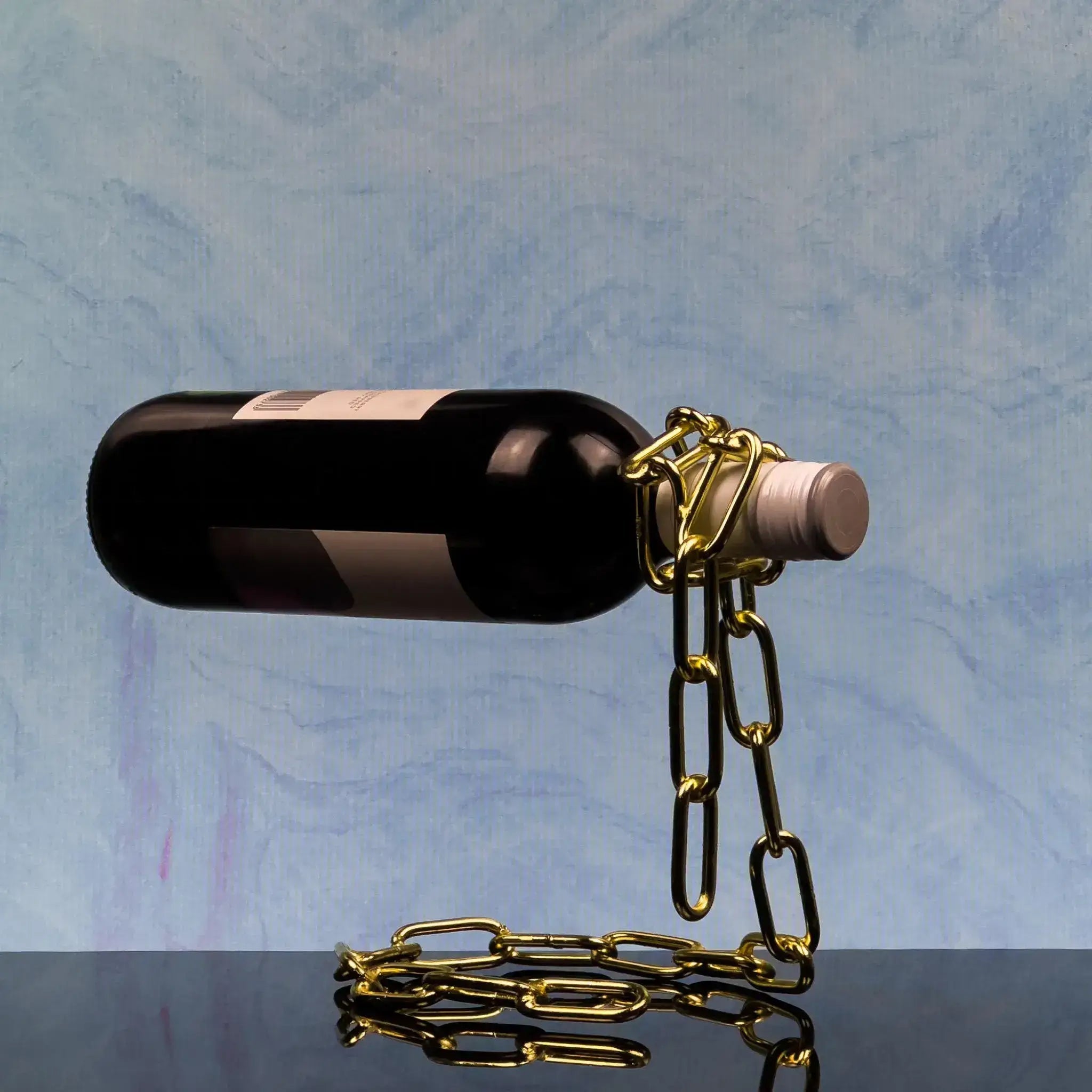 Metal Chain Link Wine Bottle Holder - Copper, Gold & Silver - Solkatt Designs 