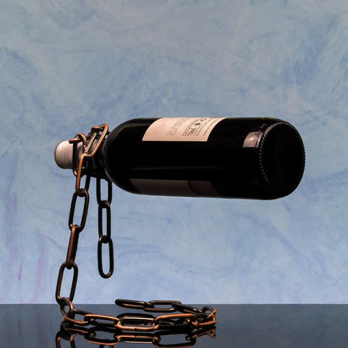 Metal Chain Link Wine Bottle Holder - Copper, Gold & Silver - Solkatt Designs 