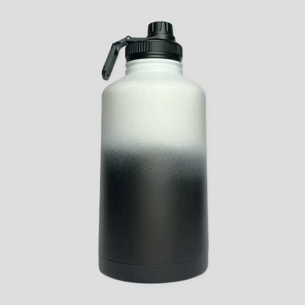 Midnight Black insulated water bottle back view - 1.9L (64oz) - Solkatt Designs