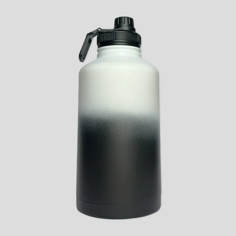 Midnight Black insulated water bottle back view - 1.9L (64oz) - Solkatt Designs