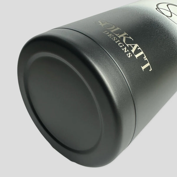 Midnight Black insulated water bottle close up of bottom - 1.9L (64oz) - Solkatt Designs