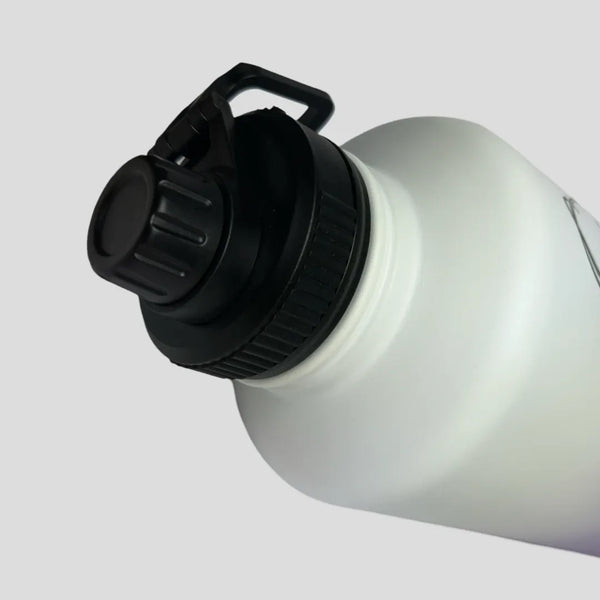 Midnight Black insulated water bottle close up of small gulp lid - 1.9L (64oz) - Solkatt Designs