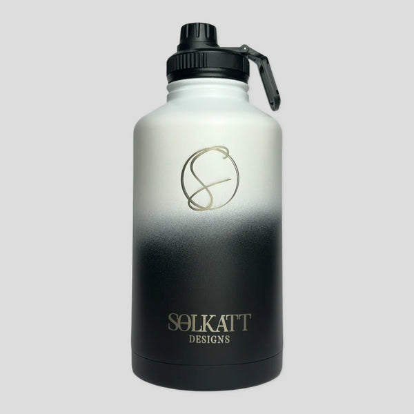 Midnight Black insulated water bottle front view - 1.9L (64oz) - Solkatt Designs