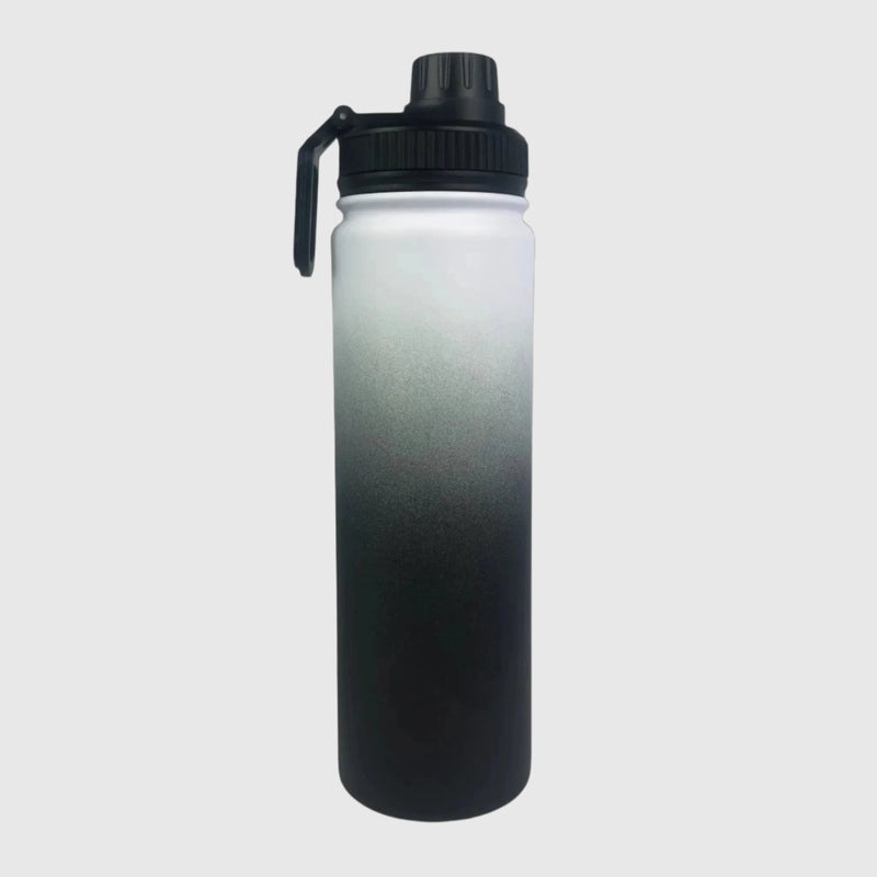 Midnight Black insulated water bottle back view - 650ml - Solkatt Designs