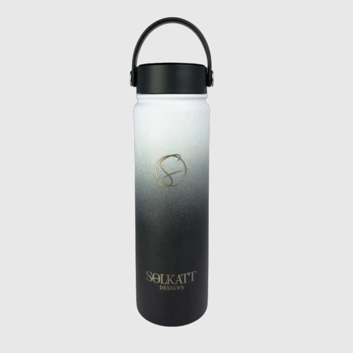 Midnight Black Insulated Water Bottle - 650ml (22oz) Stainless Steel - Solkatt Designs 