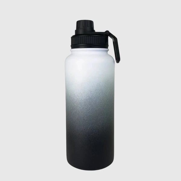 Midnight Black insulated water bottle back view - 950ml - Solkatt Designs
