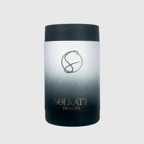 Midnight Black stainless steel insulated stubby cooler front view - Solkatt Designs