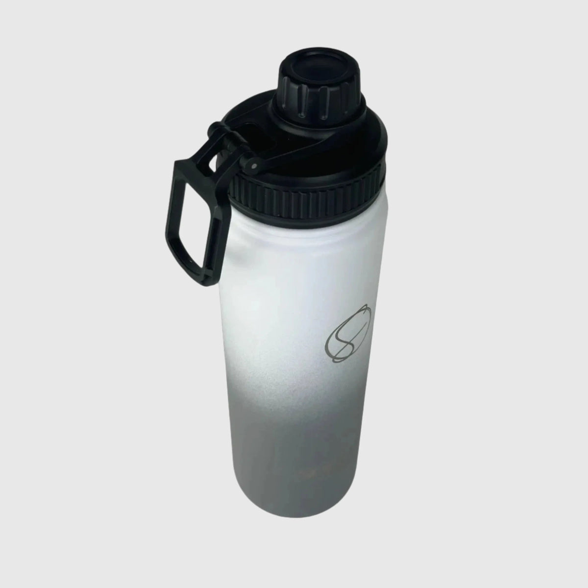 Misty Grey insulated water bottle close up of small gulp lid - 650ml - Solkatt Designs