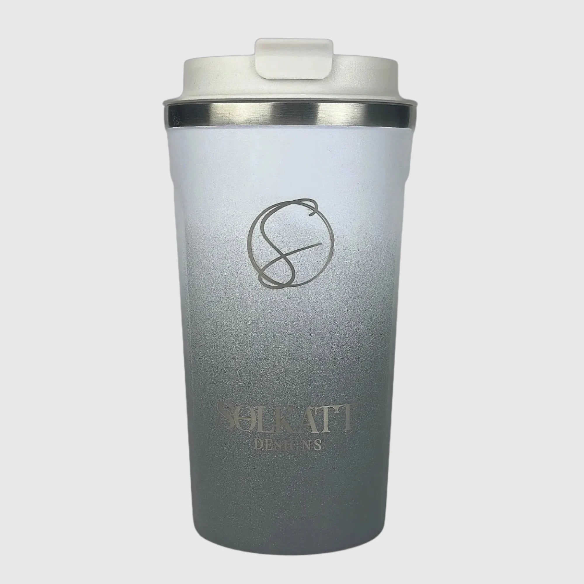 Misty Grey Insulated Travel Coffee Cup - 500ml Stainless Steel - Solkatt Designs 