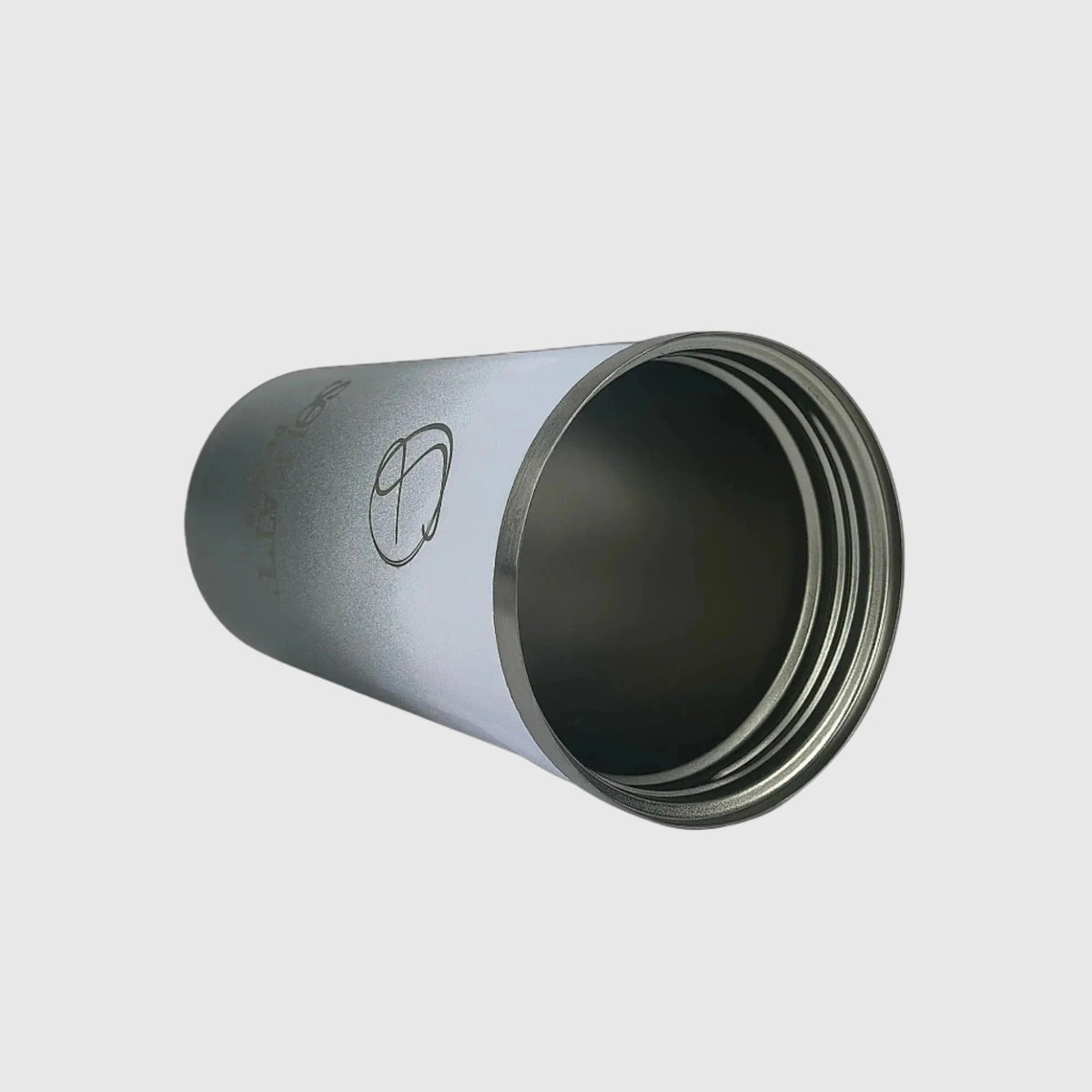 Misty Grey coffee cup laying on side without lid – Solkatt Designs