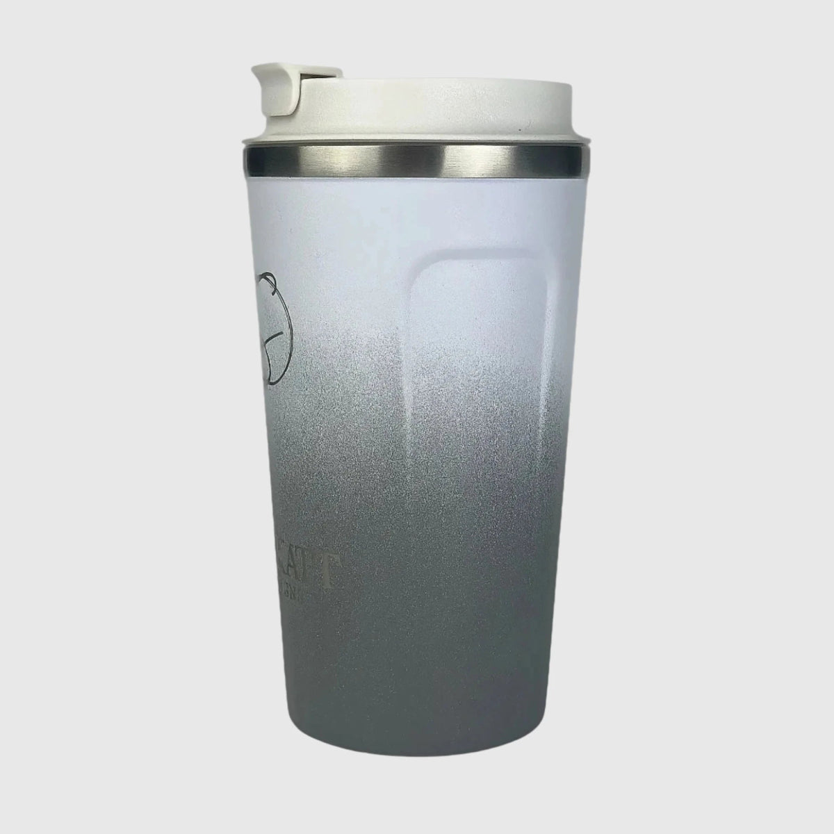Misty Grey insulated coffee cup side view – Solkatt Designs