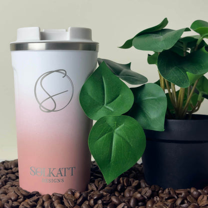 Stainless Steel Double Walled Insulated Leak Proof Travel Cup 500ml musk essence pastel pink coffee cup solkatt designs ombre vacuum sealed