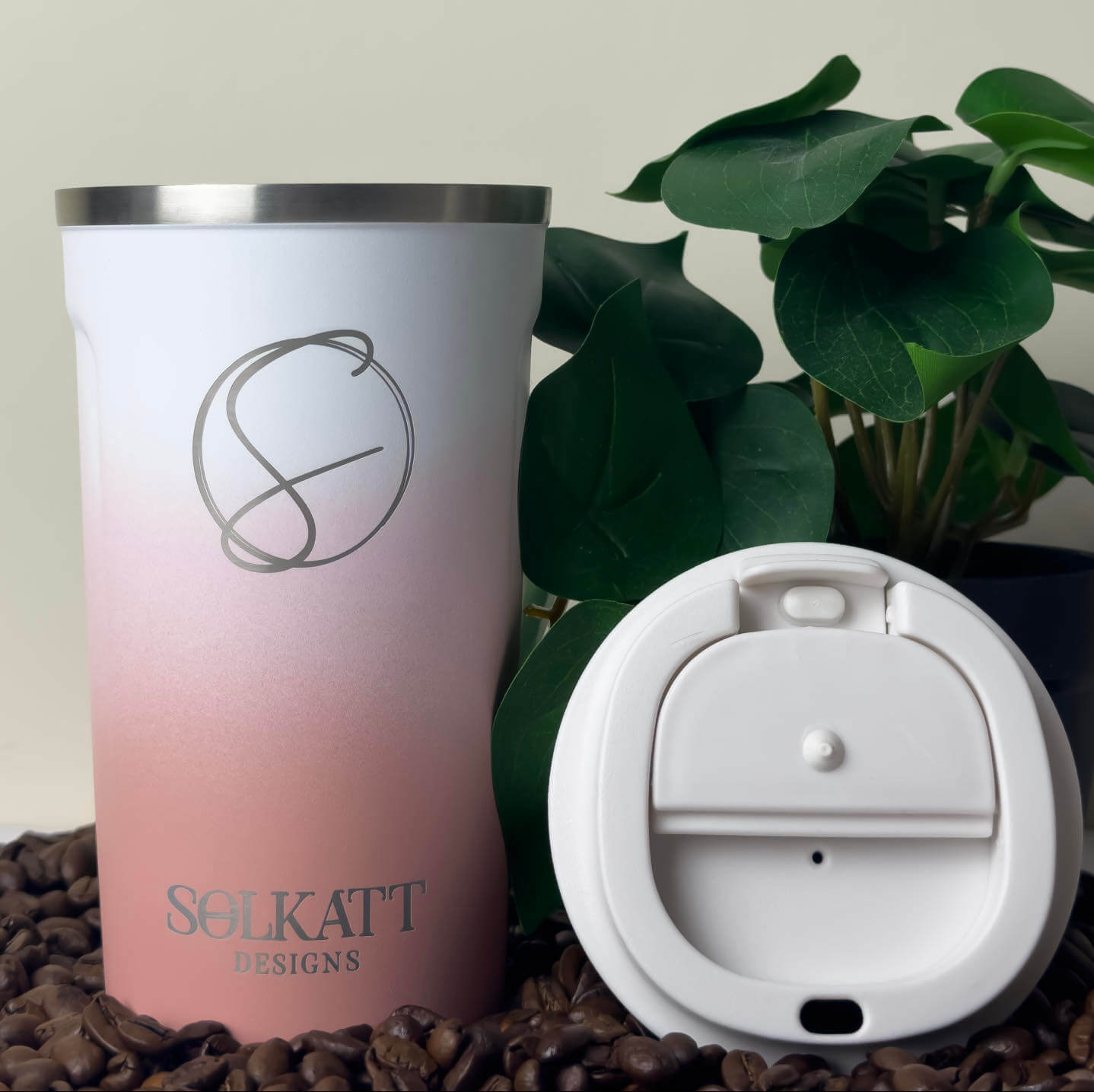 solkatt designs musk essence pastel pink coffee travel cup with lid 500ml ombre solkatt designs vacuum sealed