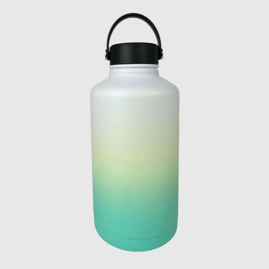 Ocean Aqua insulated water bottle back view - 1.9L (64oz) - Solkatt Designs