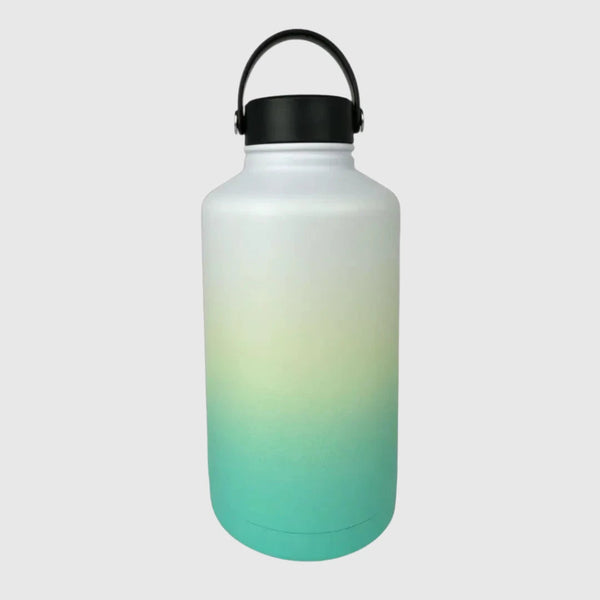 Ocean Aqua insulated water bottle back view - 1.9L (64oz) - Solkatt Designs