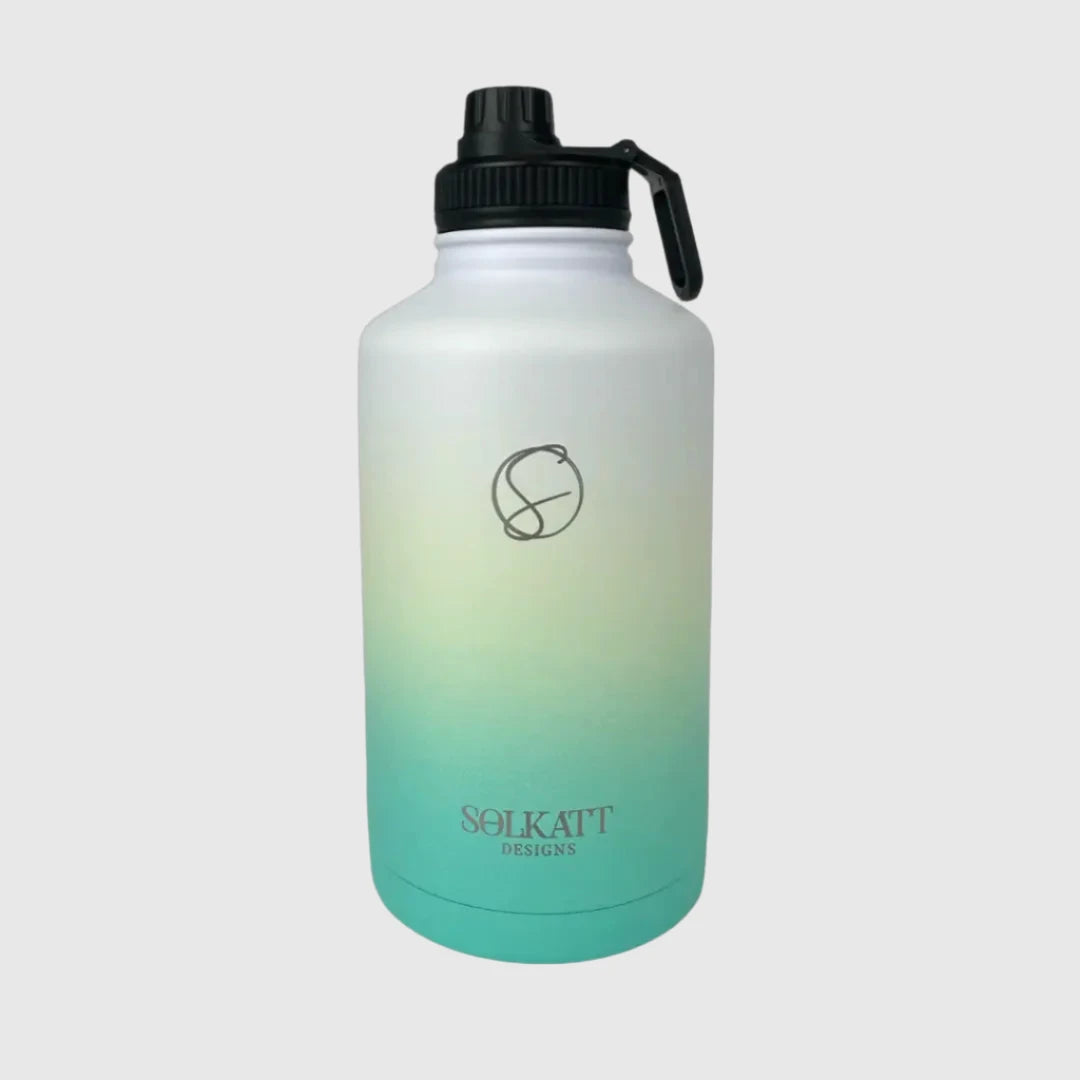 Ocean Aqua Insulated Water Bottle - 1.9L (64oz) Stainless Steel - Solkatt Designs