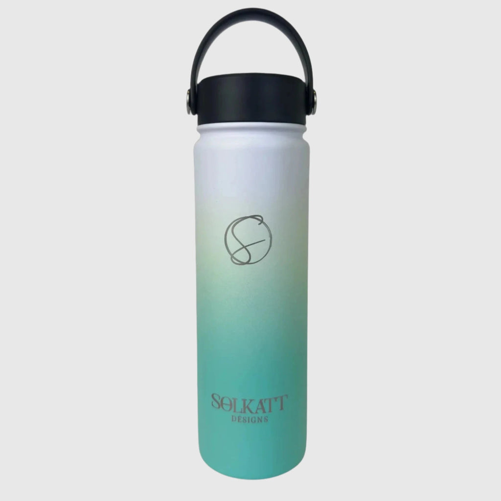 Ocean Aqua Insulated Water Bottle - 650ml (22oz) Stainless Steel - Solkatt Designs 