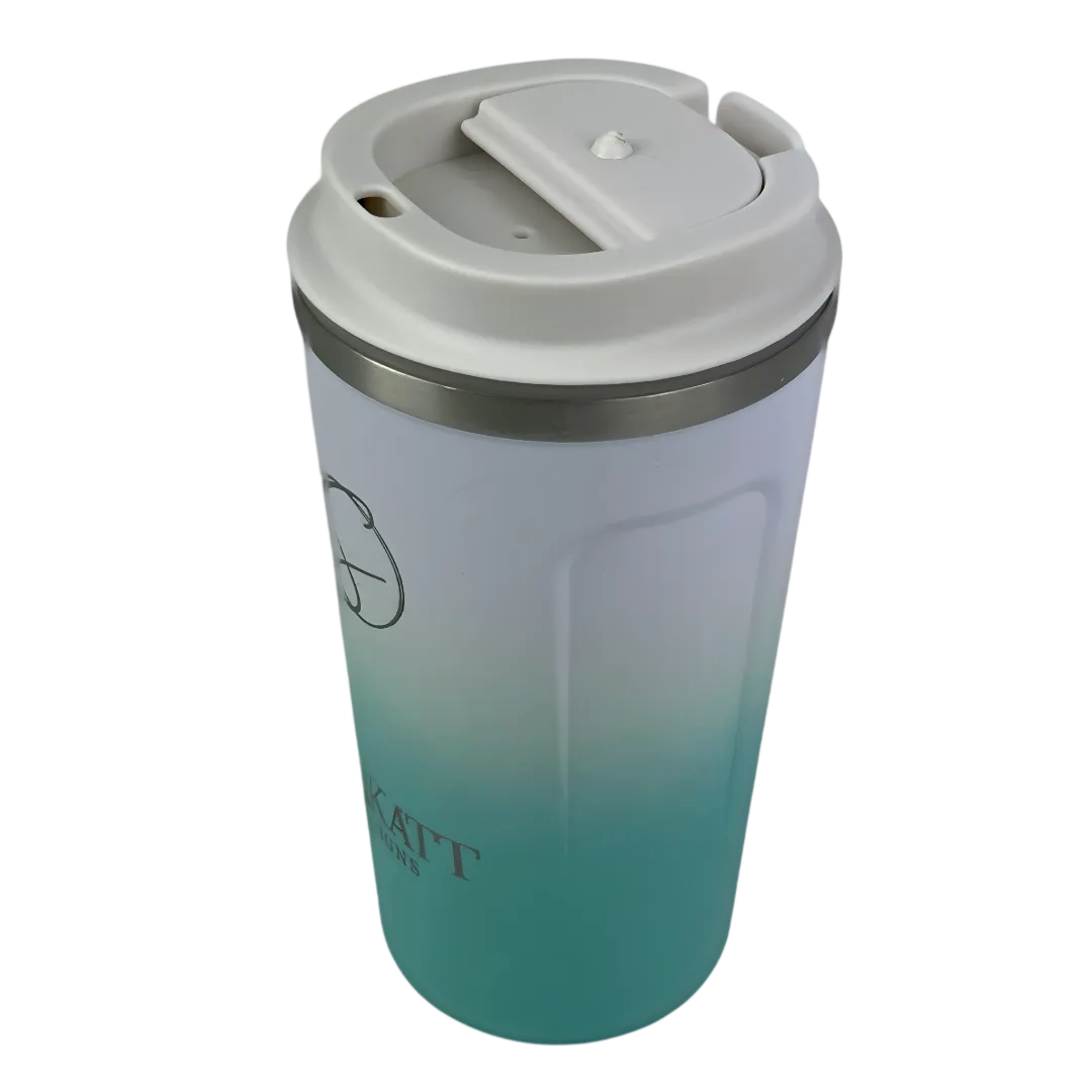 Ocean Aqua Insulated Travel Coffee Cup - 500ml Stainless Steel - Solkatt Designs 