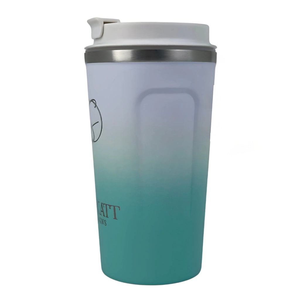 Ocean Aqua Insulated Travel Coffee Cup - 500ml Stainless Steel - Solkatt Designs 