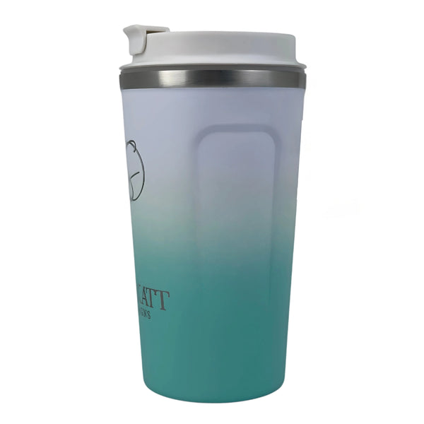 Ocean Aqua insulated coffee cup side view – Solkatt Designs