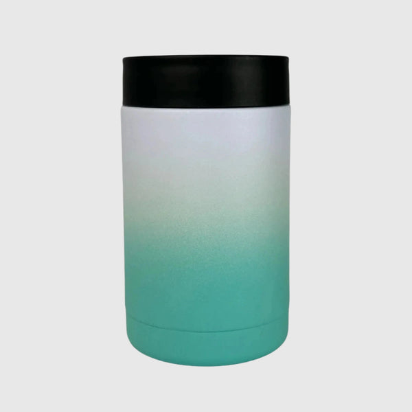 Ocean Aqua stainless steel insulated stubby cooler back view - Solkatt Designs