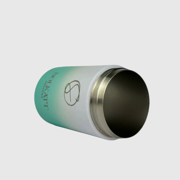 Ocean Aqua stubby cooler with gasket removed showing inside at slight angle - Solkatt Designs