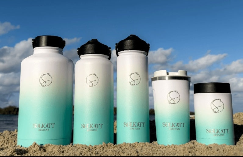 Ocean Aqua 650ml / 22oz Stainless Steel Insulated Drink Bottle - Solkatt Designs 