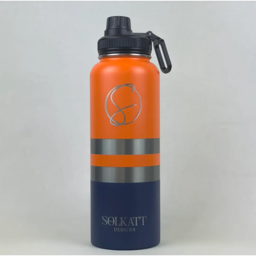 Orange Tradie insulated water bottle small gulp lid front view - 1.2L (40oz) - Solkatt Designs