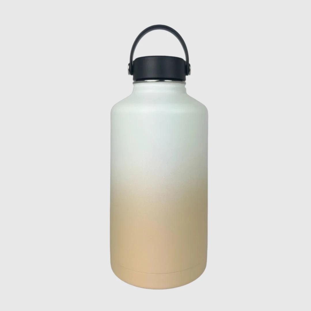 Pastel Beige insulated water bottle back view - 1.9L (64oz) - Solkatt Designs