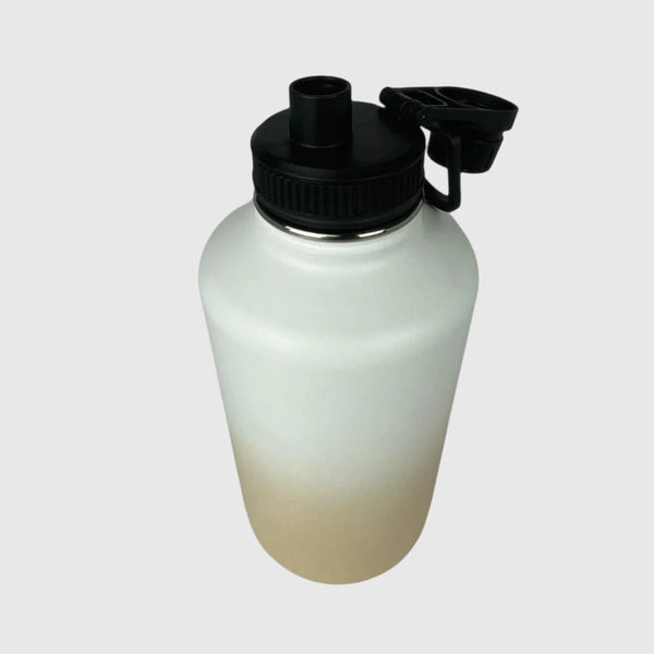 Pastel Beige insulated water bottle close up of small gulp lid open - 1.9L (64oz) - Solkatt Designs